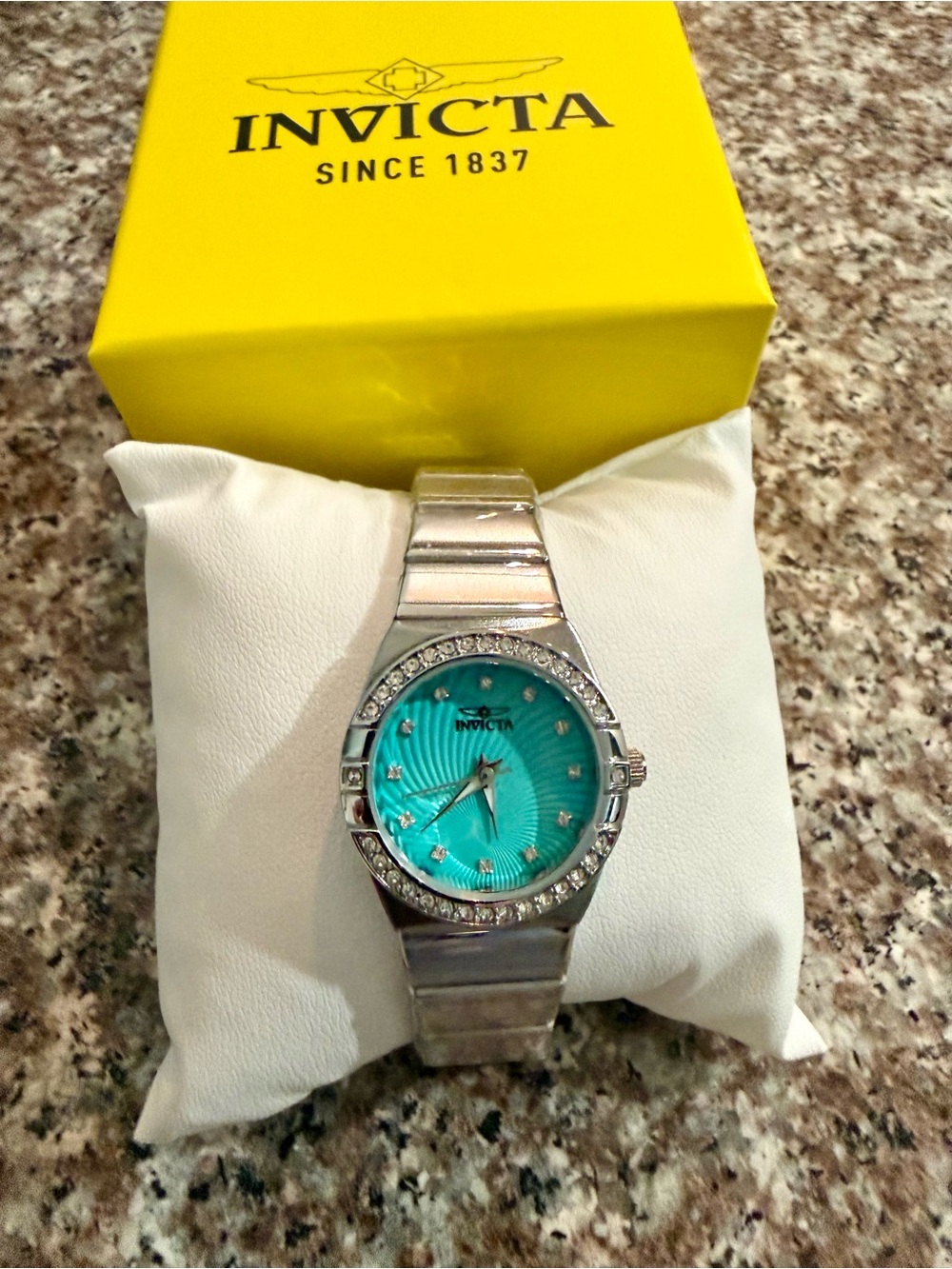 Invicta Women's Turquoise Dial Crystal Accent Stainless Steel Bracelet Watch - Picture 3 of 7